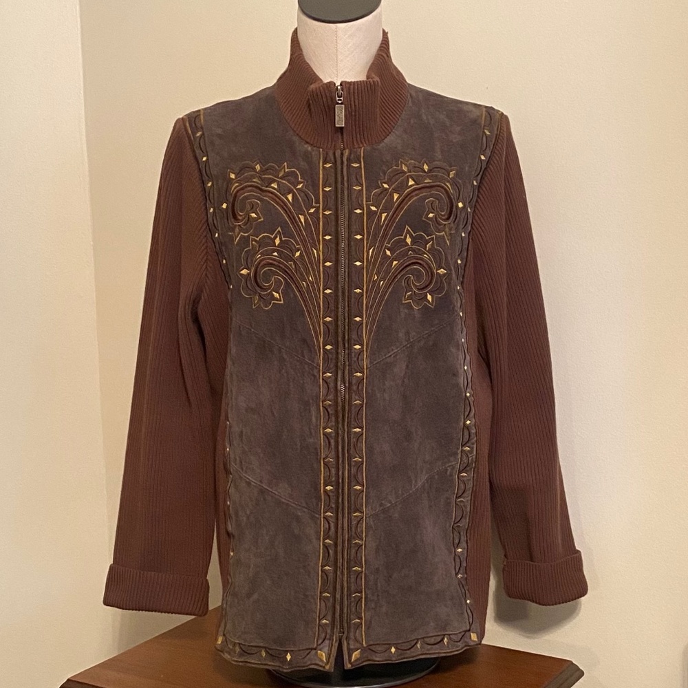 Bob Mackie Wearable Art Zip-Up Jacket with Sweater Sleeves